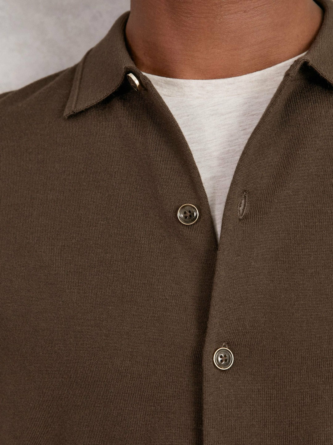 Merino Wool Button-Through Cardigan Chocolate Brown | Mens