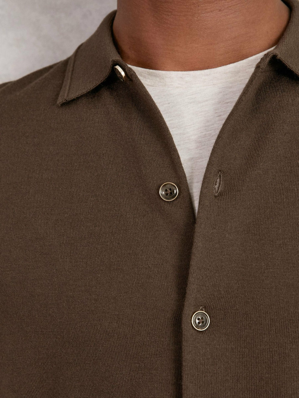 Merino Wool Button-Through Cardigan Chocolate Brown | Mens