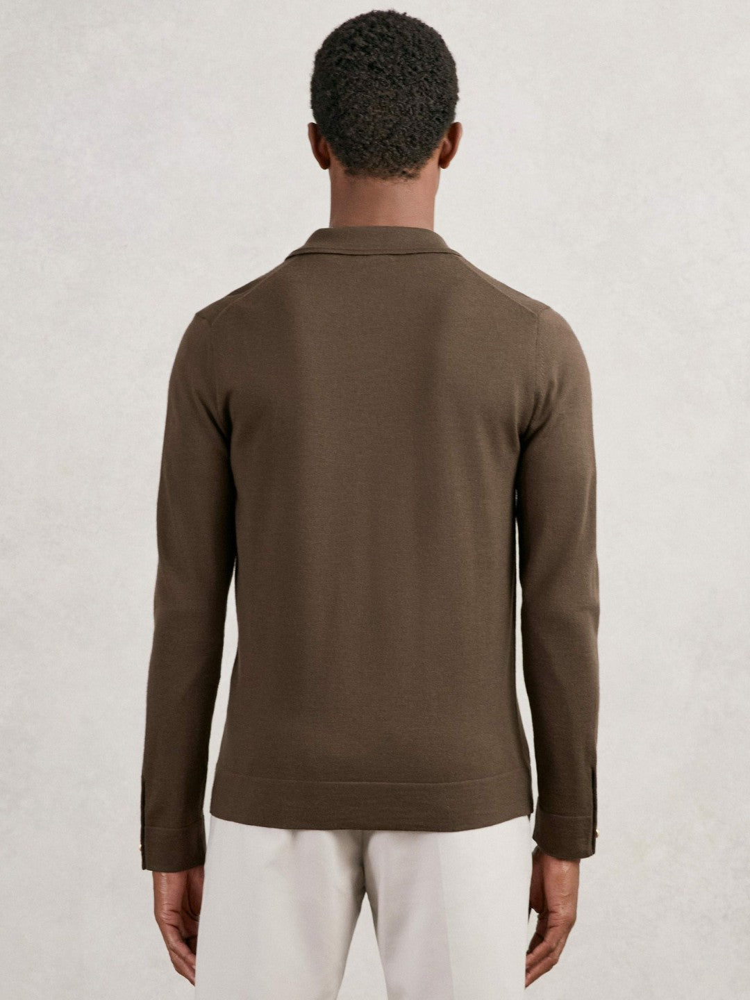 Merino Wool Button-Through Cardigan Chocolate Brown | Mens