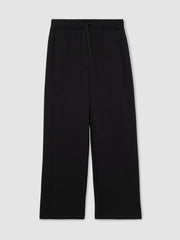 Wide-Leg Interlock Drawstring Joggers Black | Womens