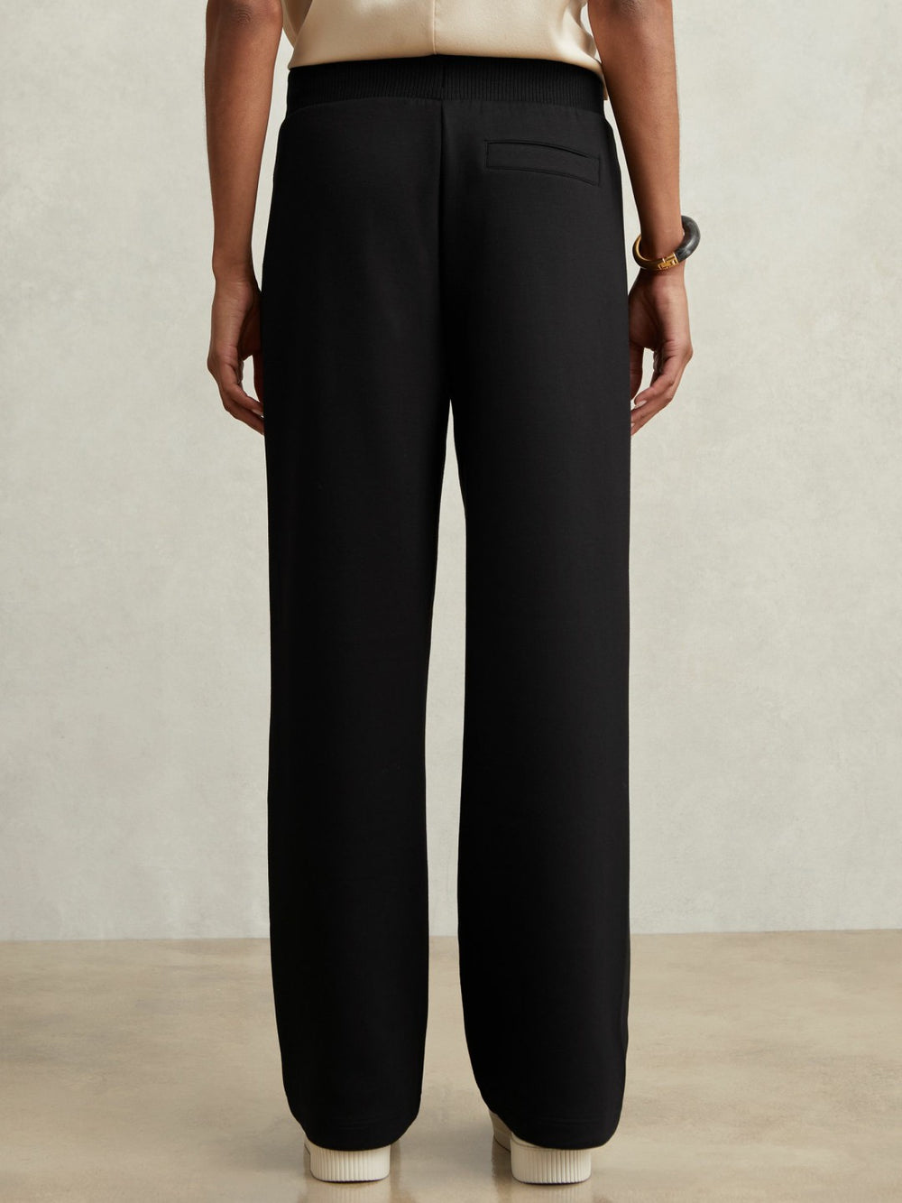 Wide-Leg Interlock Drawstring Joggers Black | Womens