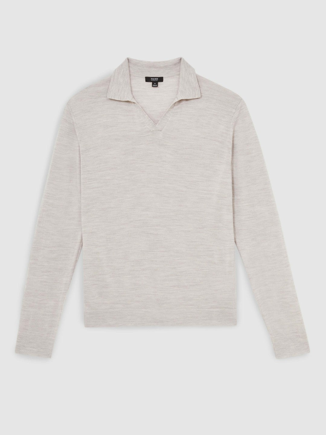 Merino Wool Open-Collar Polo Shirt Wicker Brown Melange | Mens