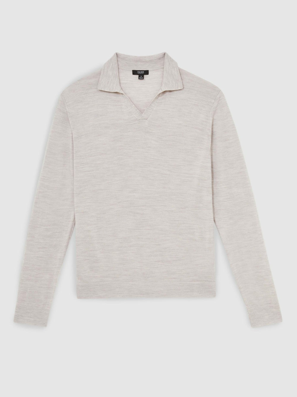 Merino Wool Open-Collar Polo Shirt Wicker Brown Melange | Mens