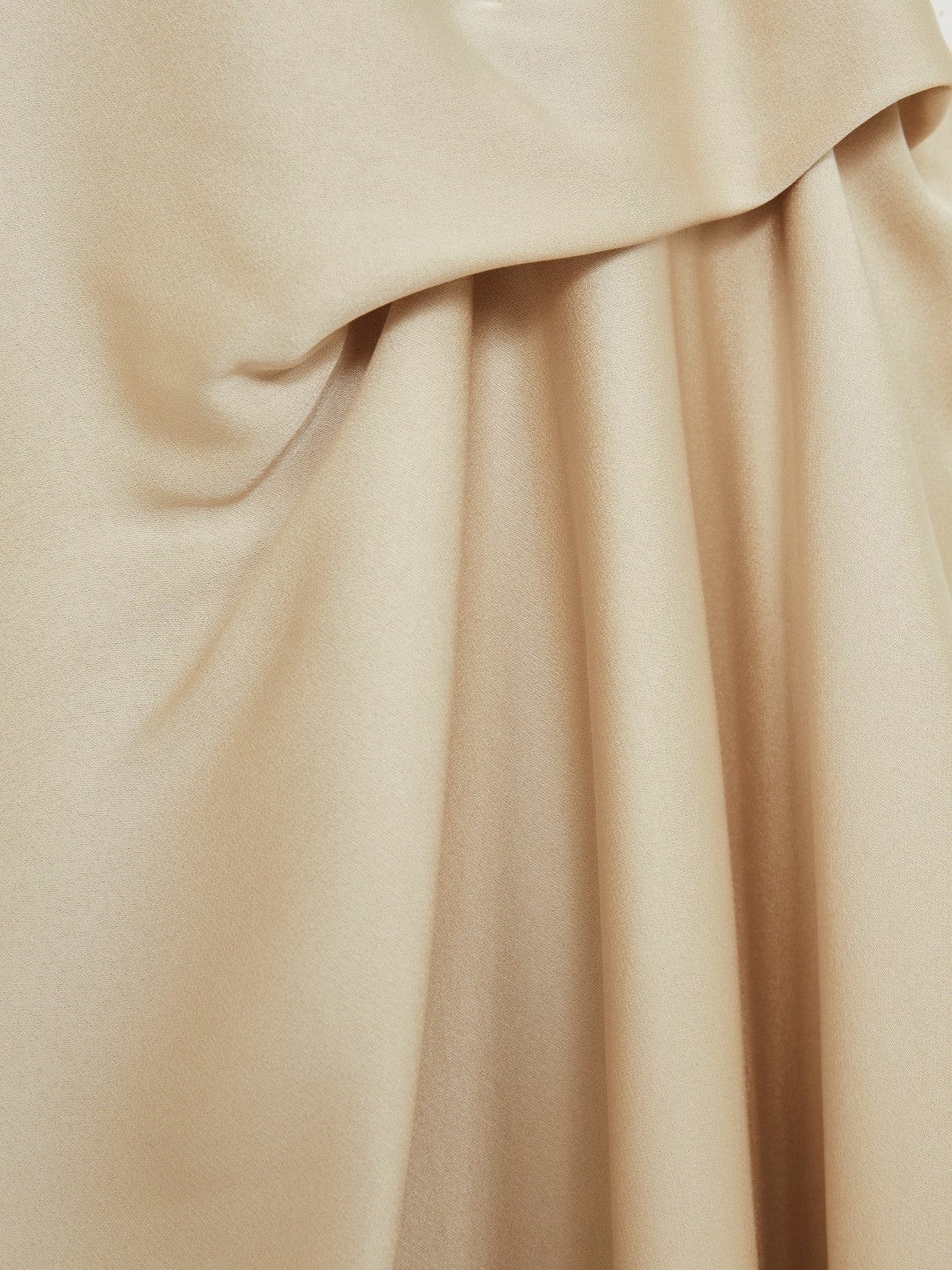 Satin Tuck-Detail Cape Midi Dress Champagne Neutral | Womens
