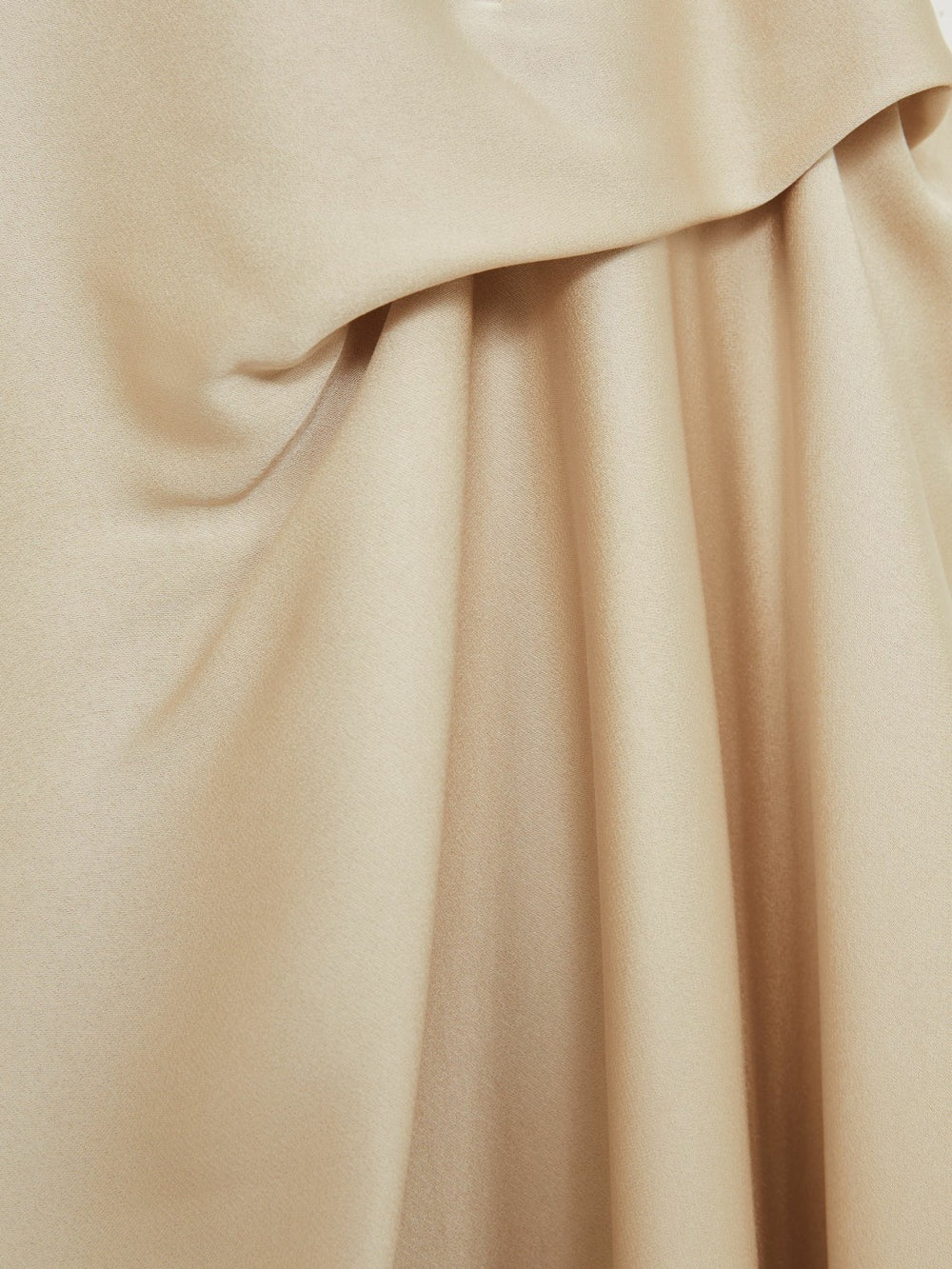 Satin Tuck-Detail Cape Midi Dress Champagne Neutral | Womens