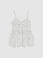 Cotton Cut Out Lace Cami Top Ivory | Womens