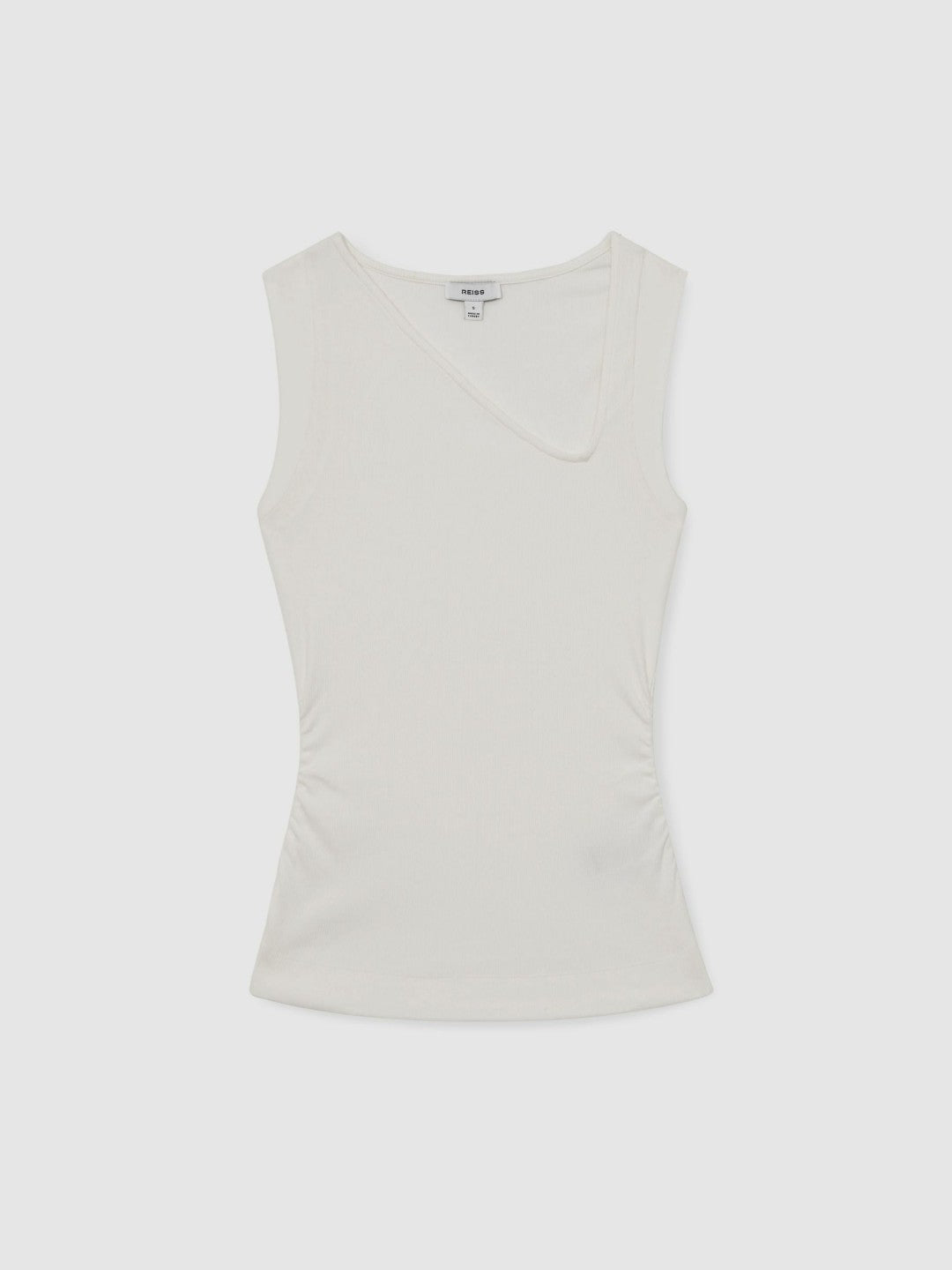 Stretch-Cotton Ribbed Asymmetric Vest White | Womens