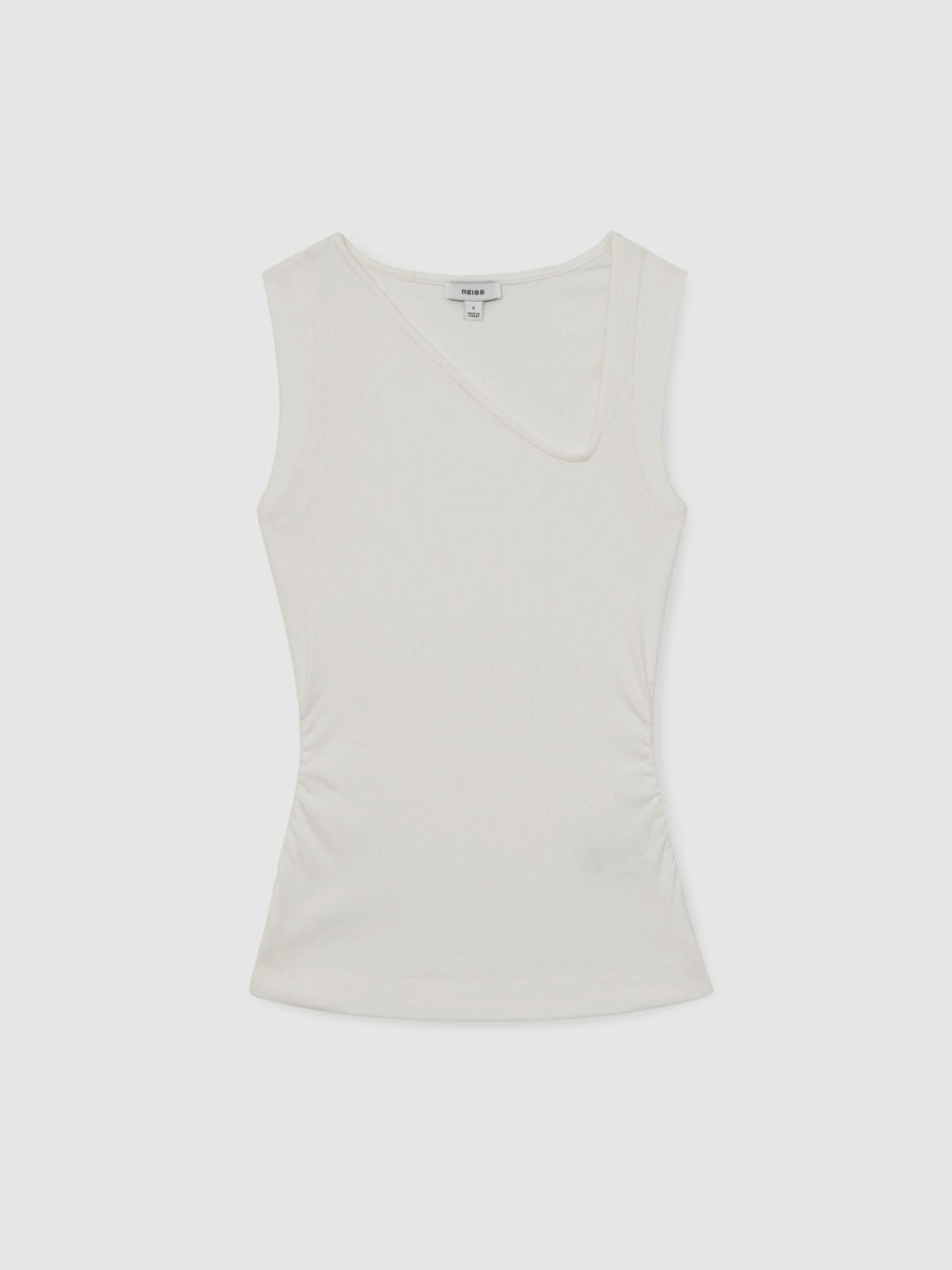 Stretch-Cotton Ribbed Asymmetric Vest White | Womens