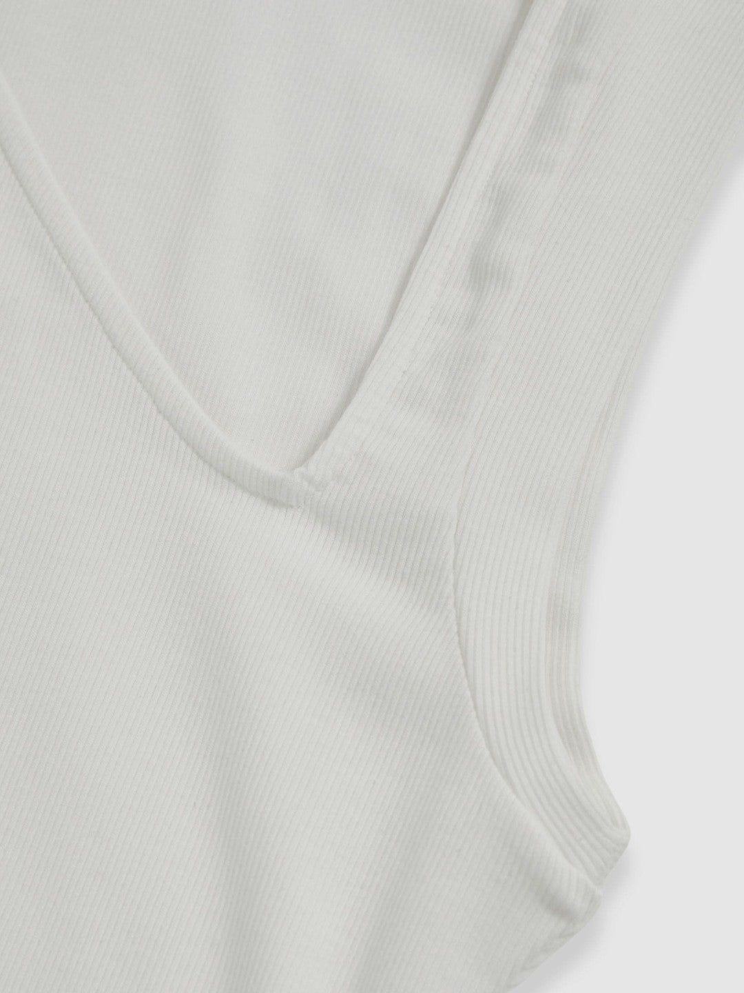 Stretch-Cotton Ribbed Asymmetric Vest White | Womens