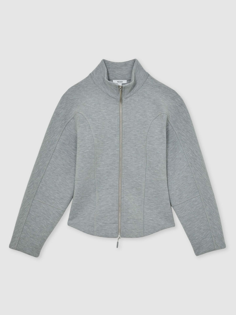 Funnel-Neck Zip-Through Sweatshirt Grey | Womens