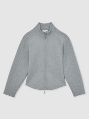 Funnel-Neck Zip-Through Sweatshirt Grey | Womens