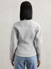 Funnel-Neck Zip-Through Sweatshirt Grey | Womens