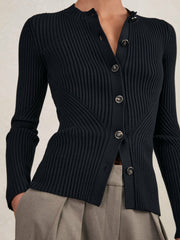 Button Front Knit Cardigan Navy | Womens