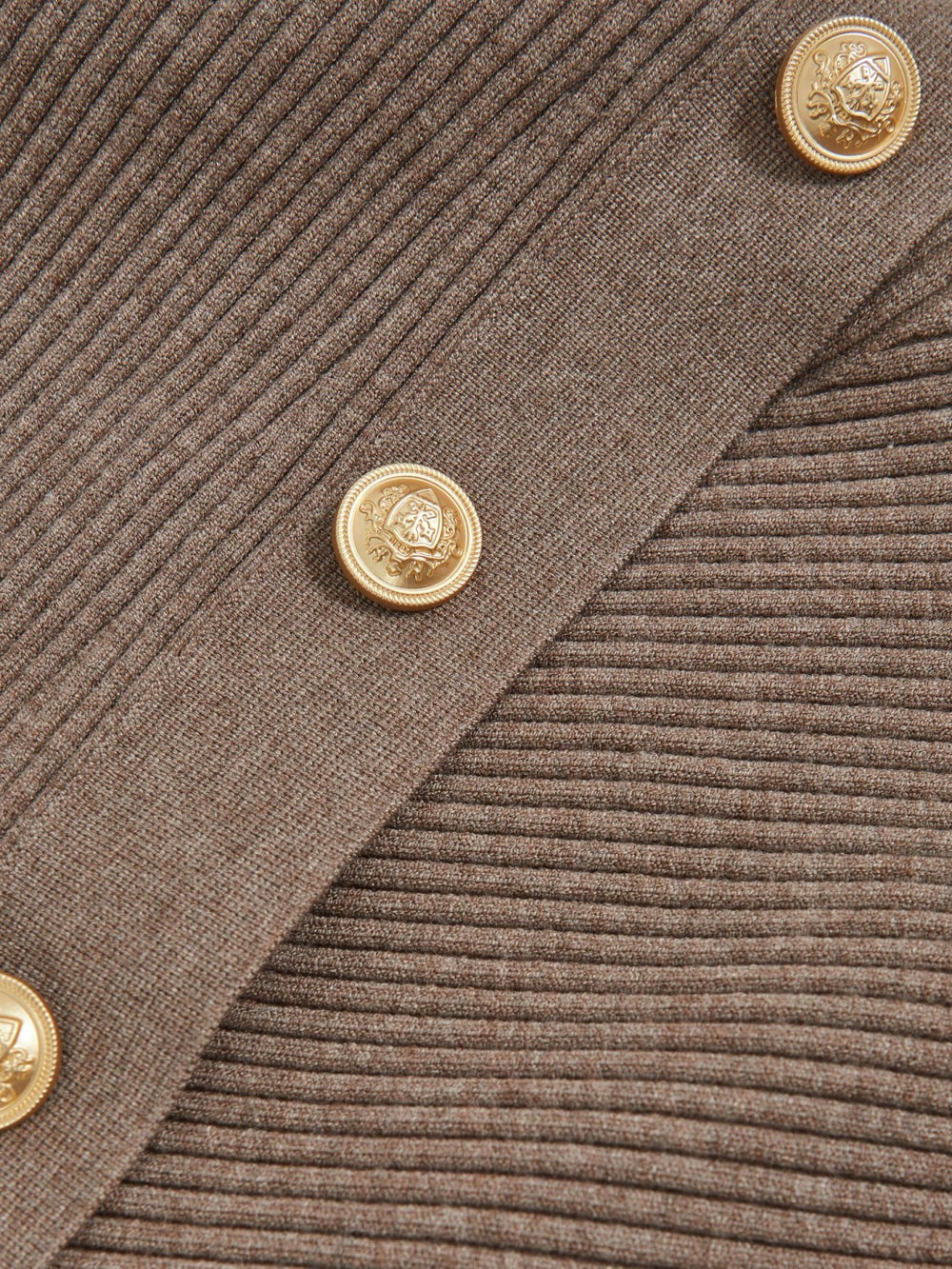 Rib-Knit Button Shawl Jumper Taupe | Womens