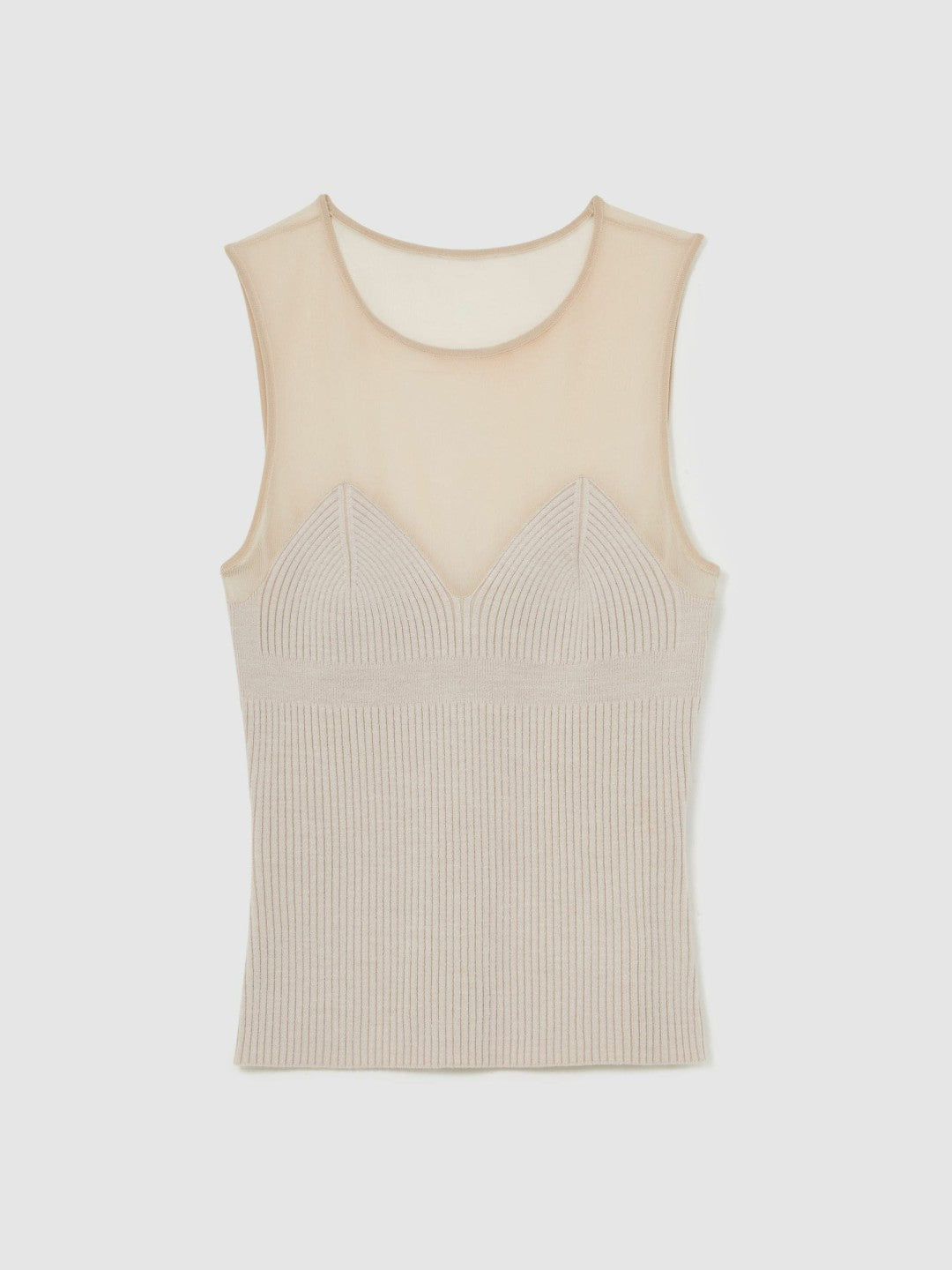 Mesh Rib-Knit Sweetheart Vest Pink Neutral | Womens