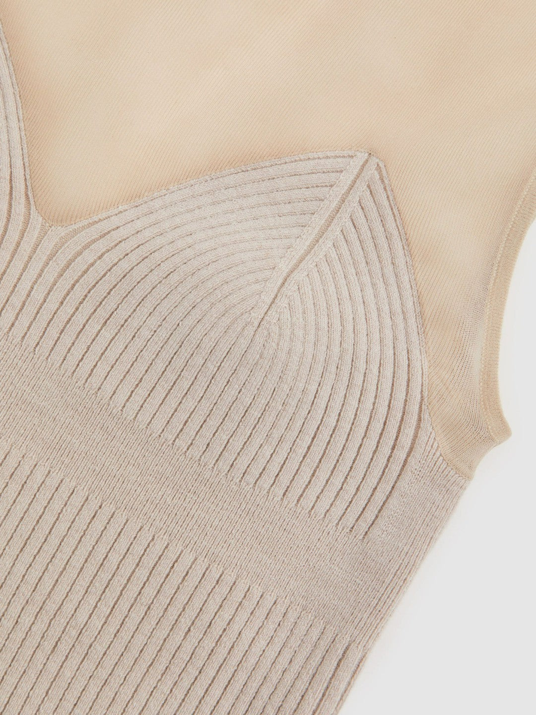 Mesh Rib-Knit Sweetheart Vest Pink Neutral | Womens