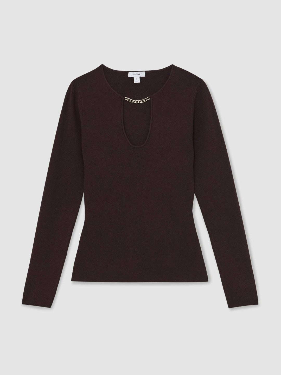 Chain-Detail Keyhole Knit Top Plum | Womens