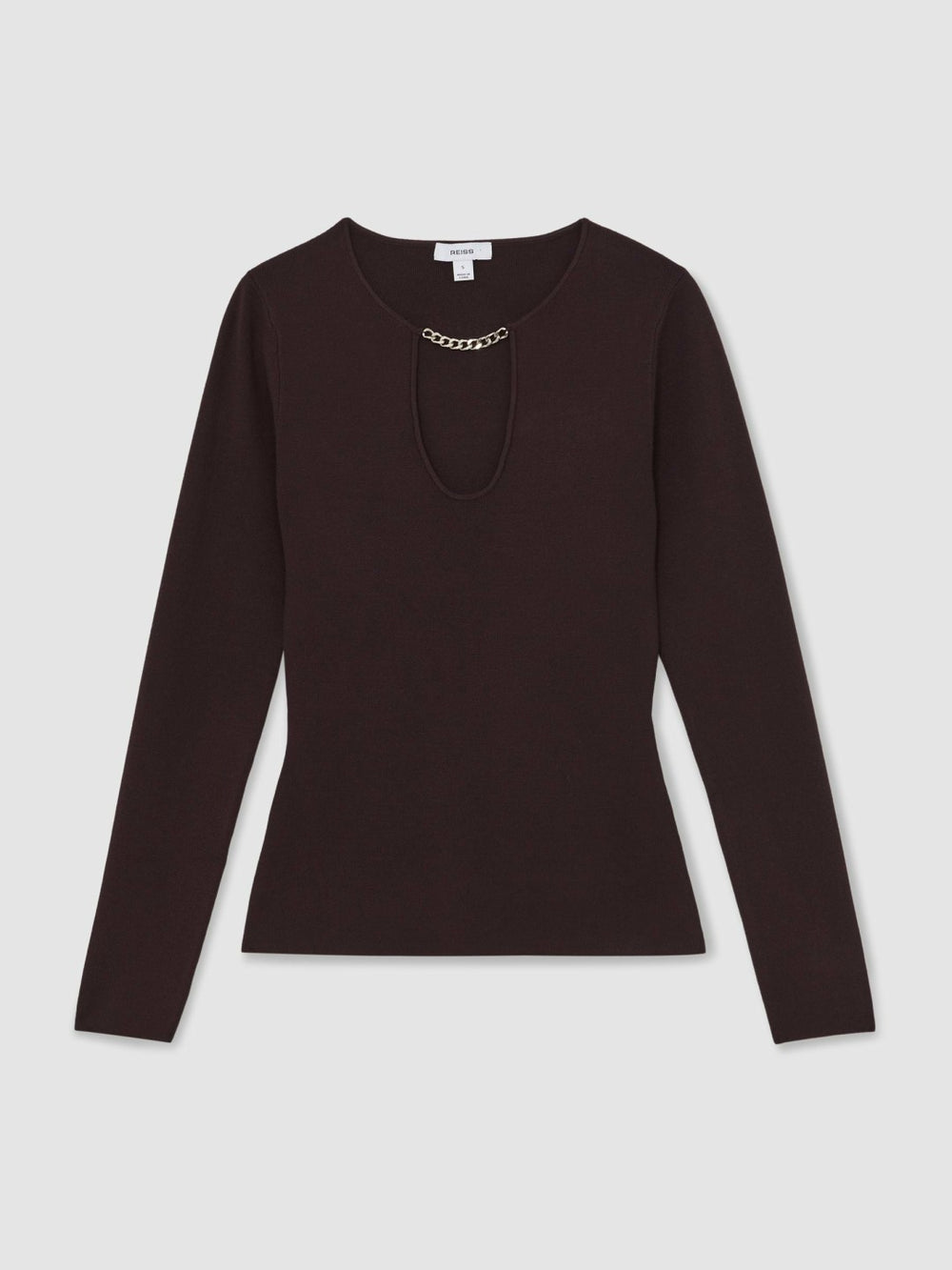 Chain-Detail Keyhole Knit Top Plum | Womens