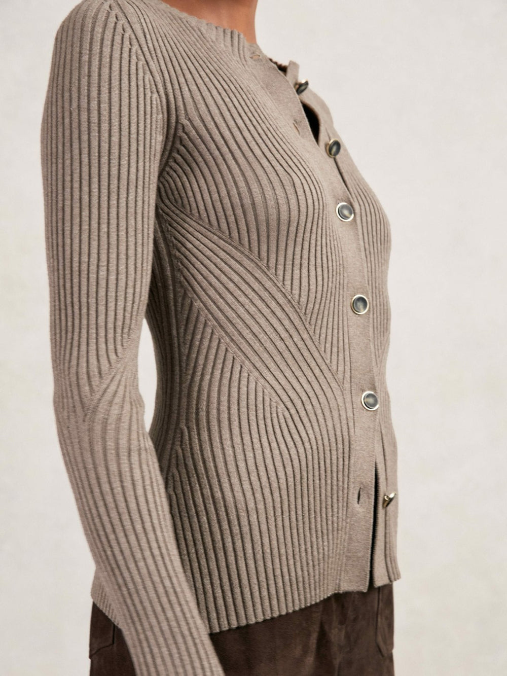 Button Front Knit Cardigan Stone | Womens