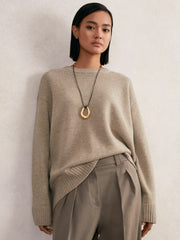 Wool-Cashmere Crew-Neck Jumper Stone | Womens