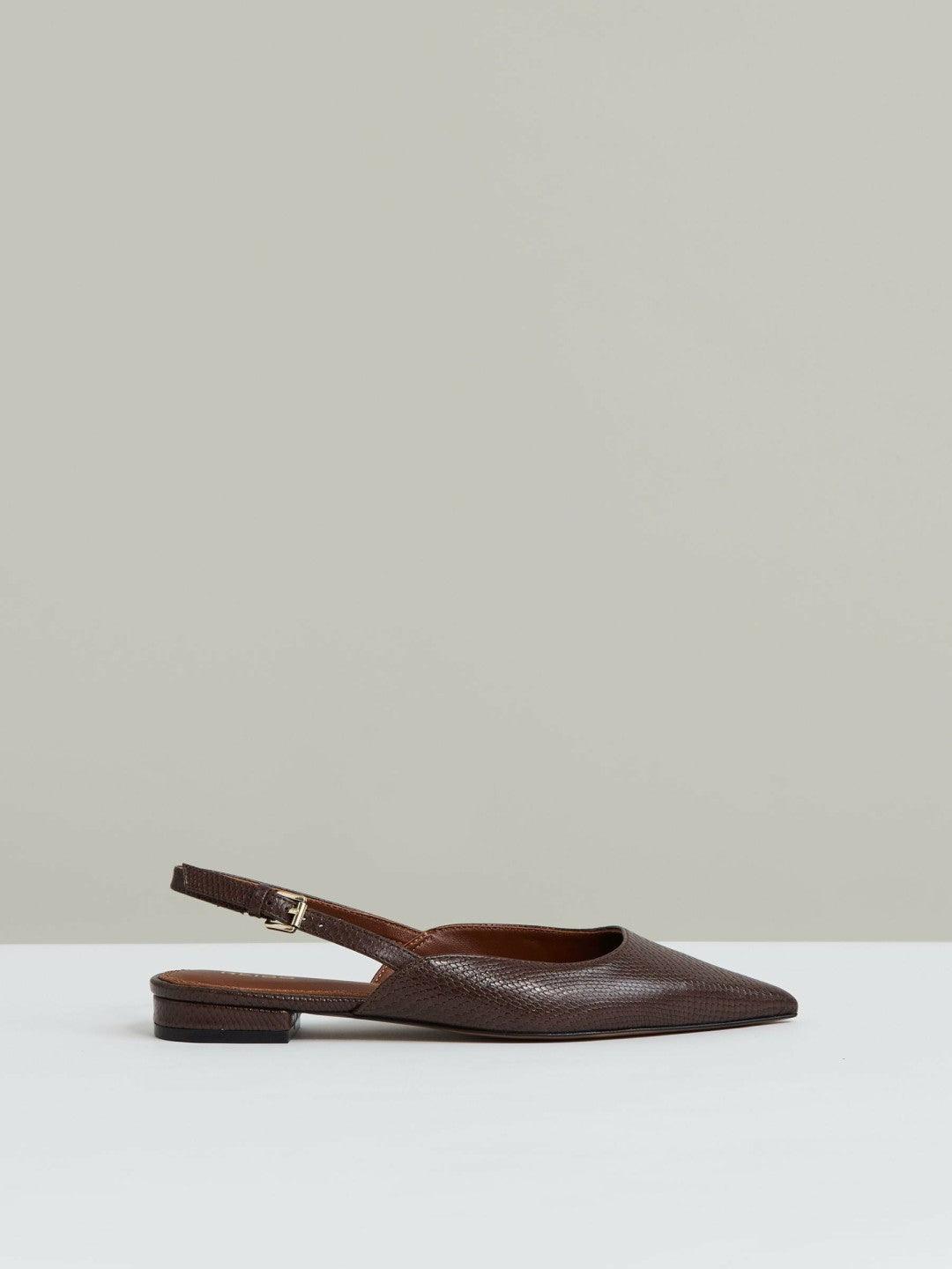 Leather Slingback Ballerina Pumps Chocolate | Womens