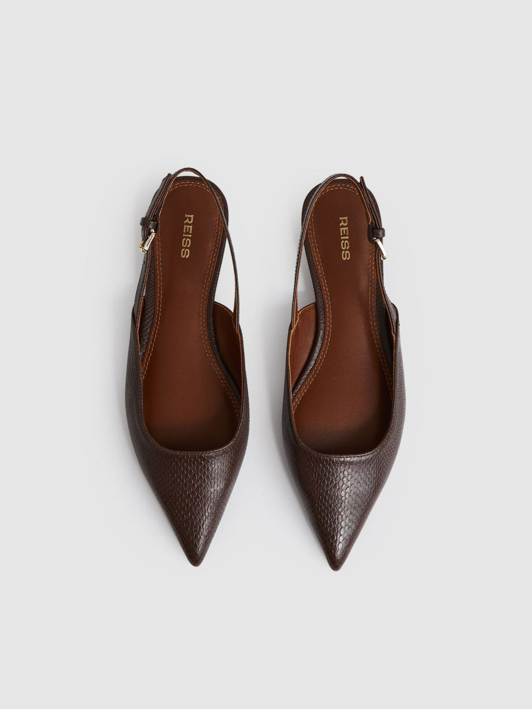 Leather Slingback Ballerina Pumps Chocolate | Womens