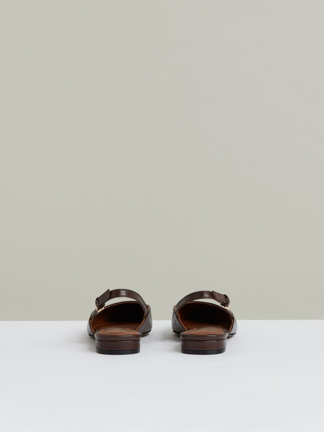 Leather Slingback Ballerina Pumps Chocolate | Womens