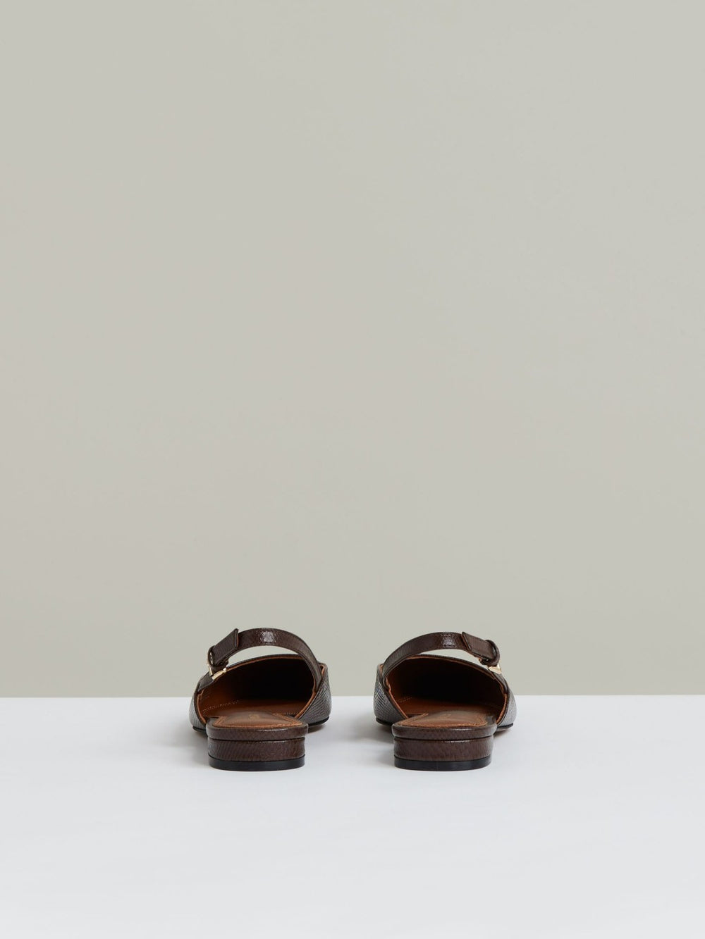 Leather Slingback Ballerina Pumps Chocolate | Womens