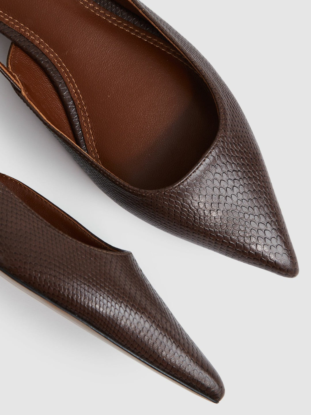 Leather Slingback Ballerina Pumps Chocolate | Womens