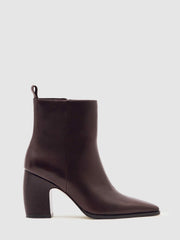 Leather Blocked Heel Ankle Boots Oxblood | Womens