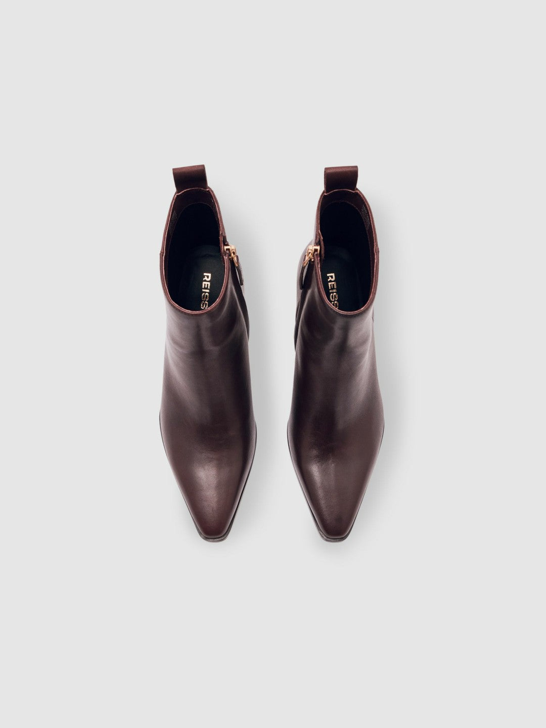 Leather Blocked Heel Ankle Boots Oxblood | Womens
