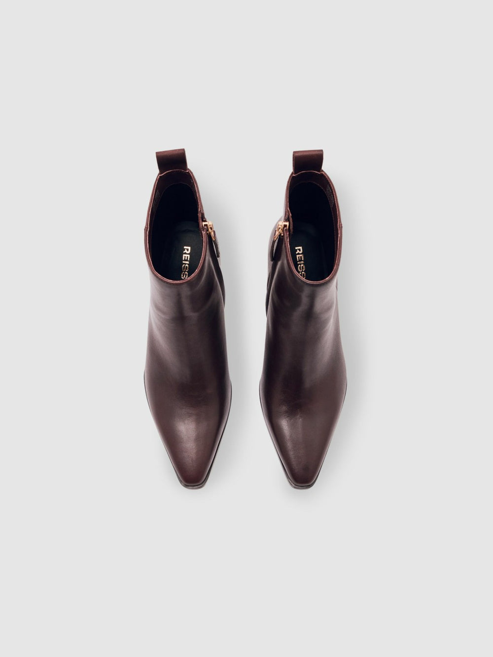 Leather Blocked Heel Ankle Boots Oxblood | Womens