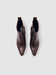 Leather Blocked Heel Ankle Boots Oxblood | Womens