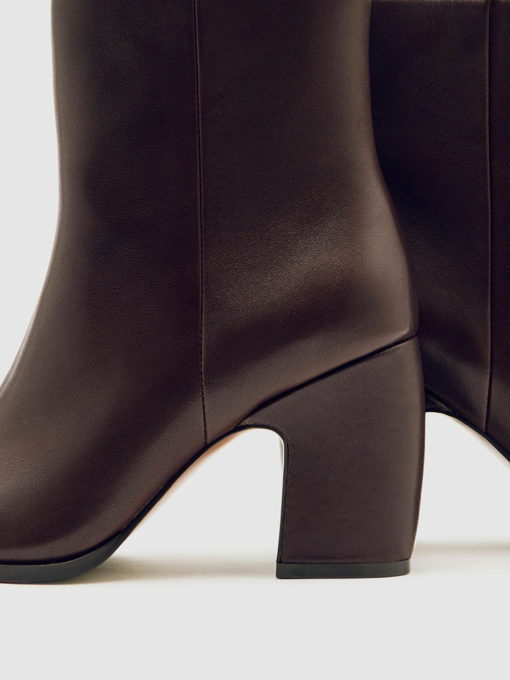 Leather Blocked Heel Ankle Boots Oxblood | Womens