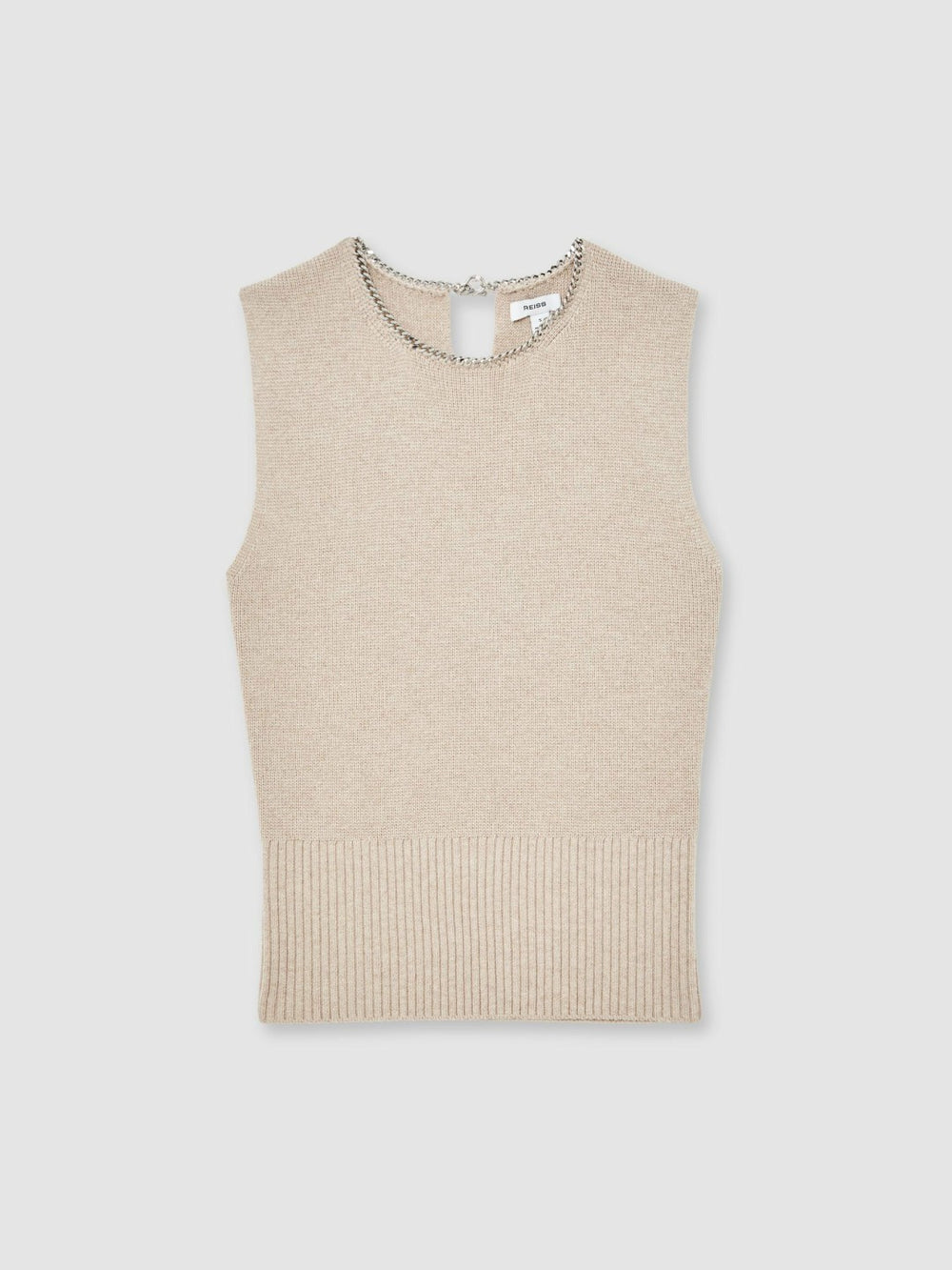 Wool-Blend Necklace-Trim Knitted Vest Neutral | Womens