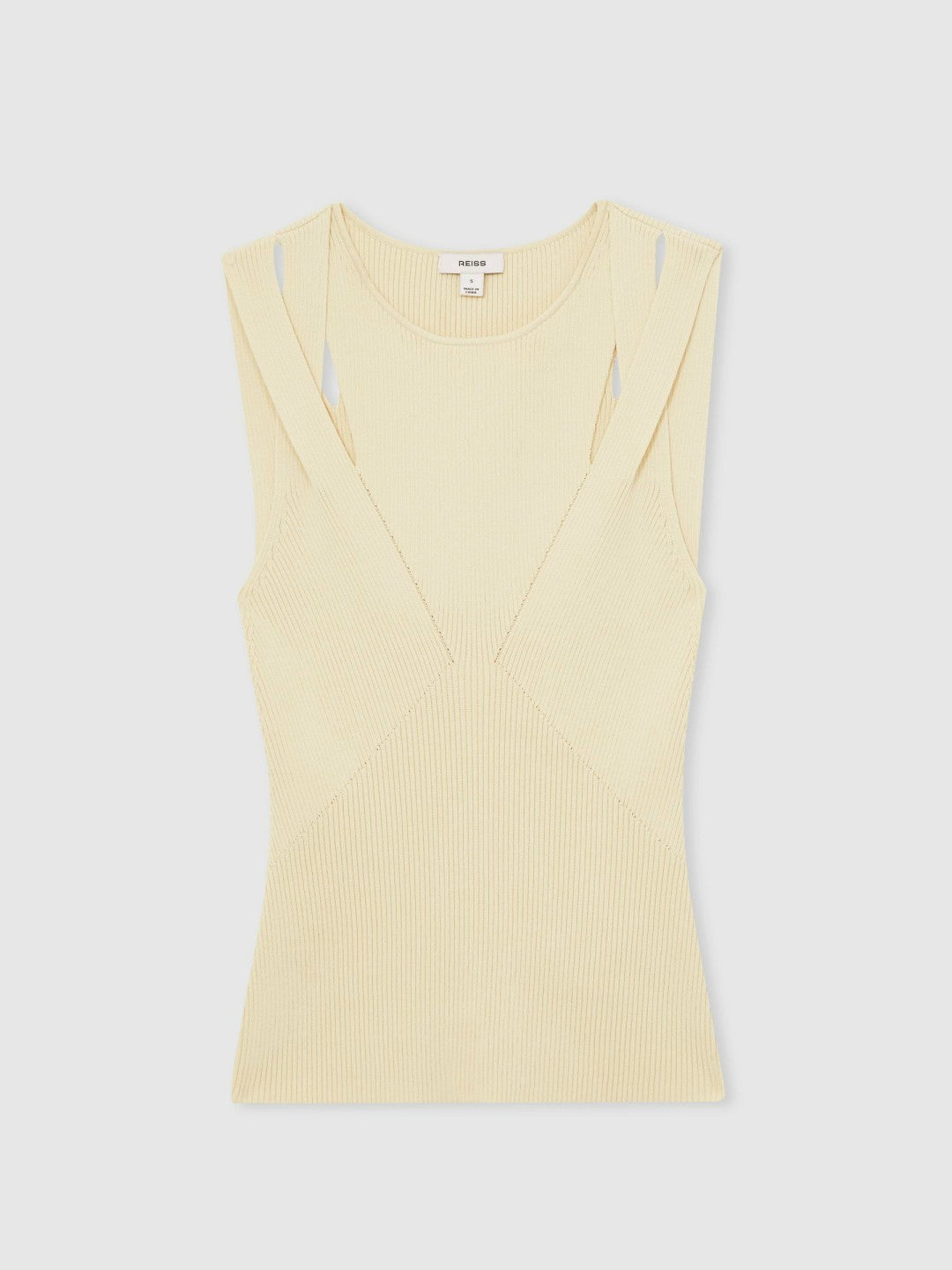 Cut-Out Rib-Knit Vest Cream | Womens