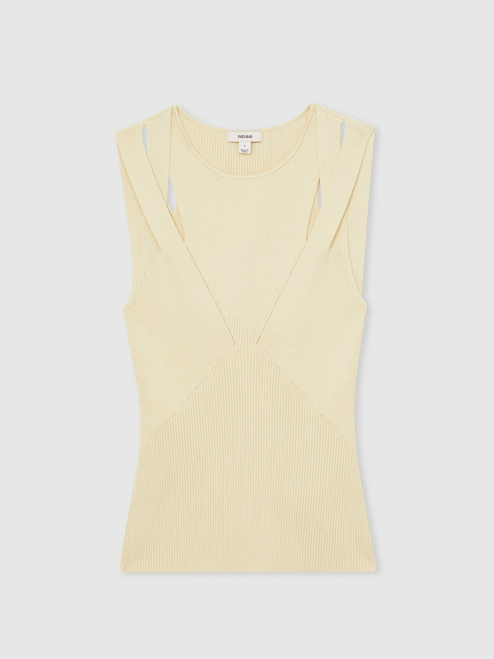 Cut-Out Rib-Knit Vest Cream | Womens