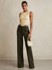 Cut-Out Rib-Knit Vest Cream | Womens