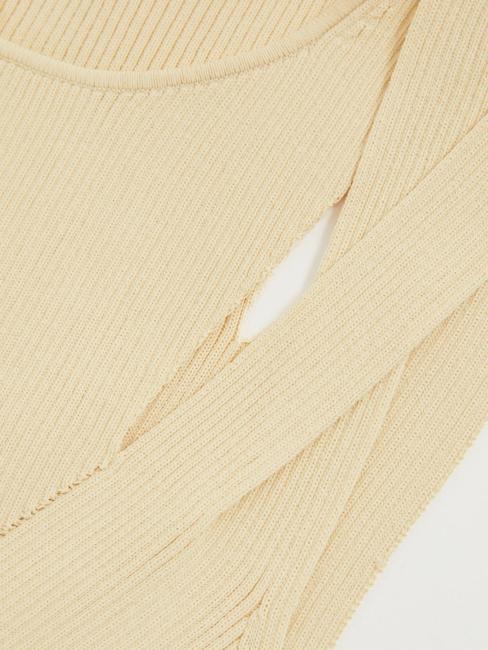 Cut-Out Rib-Knit Vest Cream | Womens