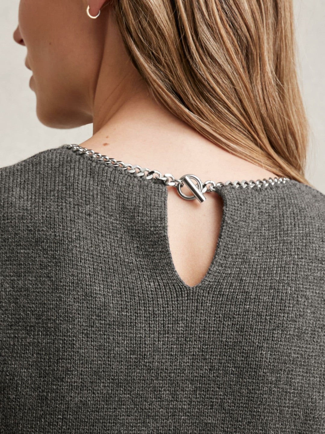Wool-Blend Necklace-Trim Knitted Vest Charcoal Grey | Womens