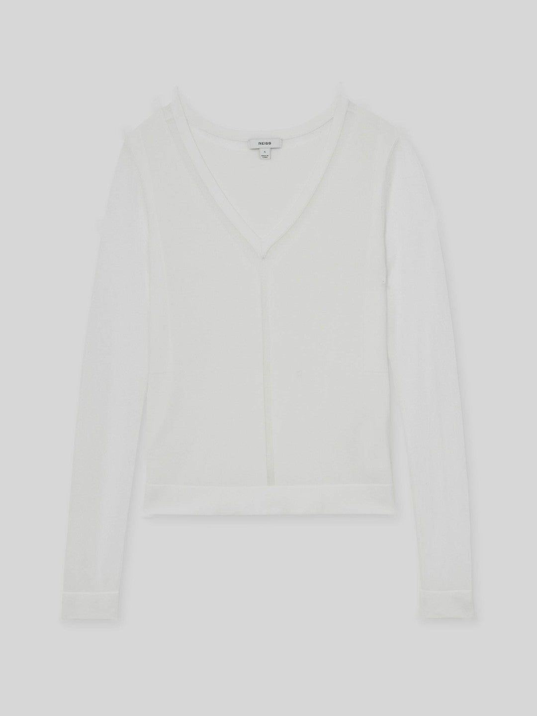Sheer-Detail V-Neck Top White | Womens