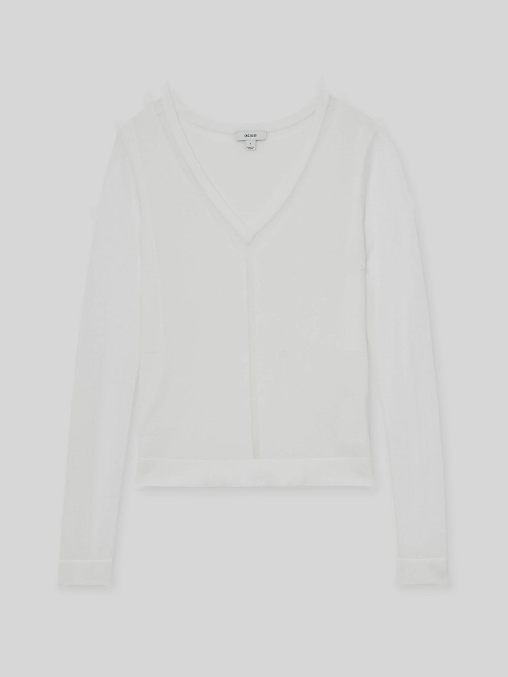 Sheer-Detail V-Neck Top White | Womens