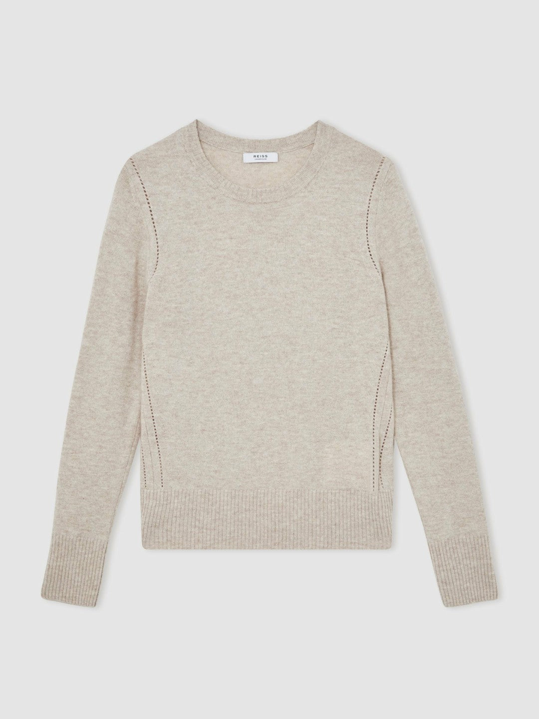 Wool-Blend Open-Stitch Jumper with Cashmere Oatmeal Neutral | Womens
