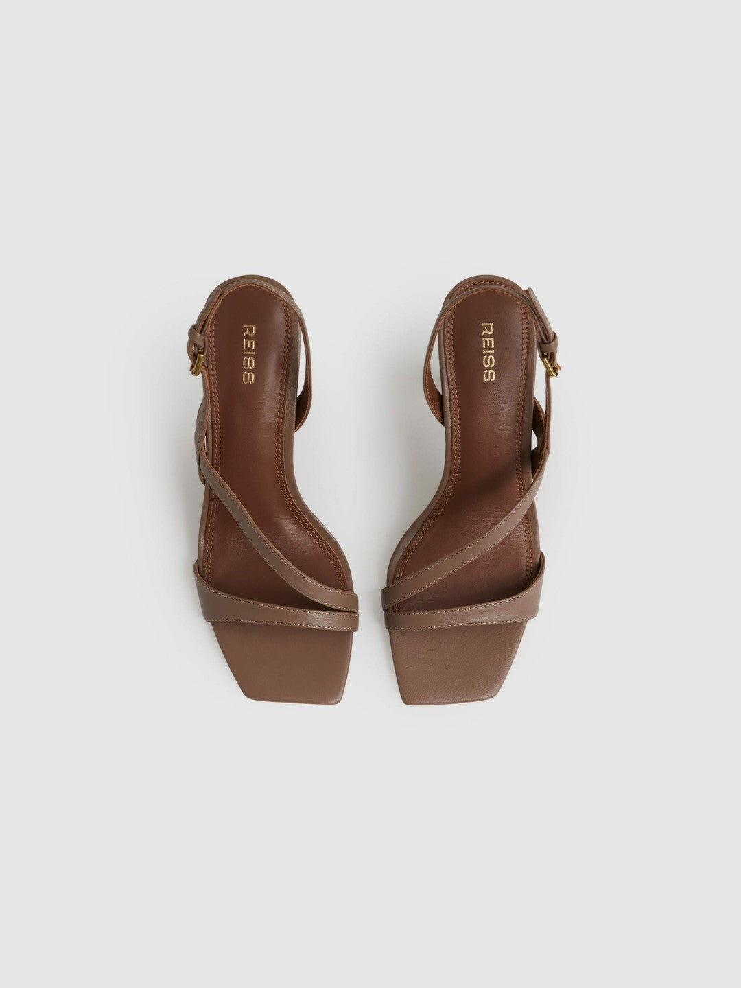 Leather Cross-Strap Heeled Sandals Neutral | Womens