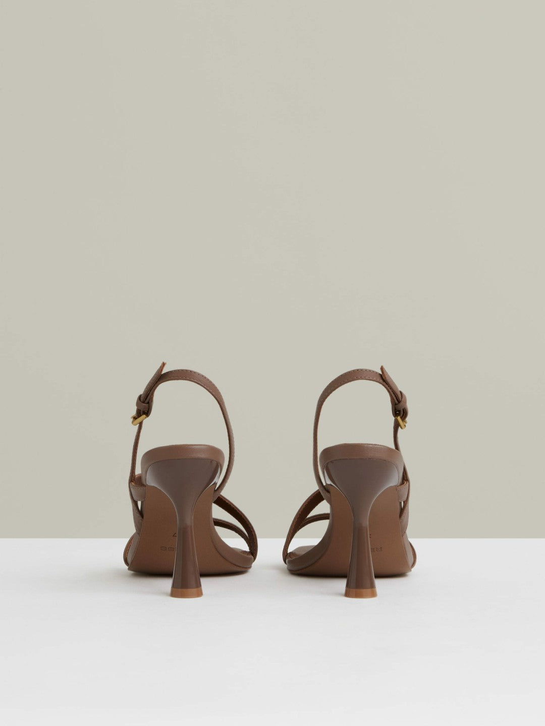Leather Cross-Strap Heeled Sandals Neutral | Womens