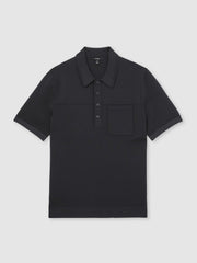 Press-Stud Seam-Detail Polo Shirt Navy | Mens