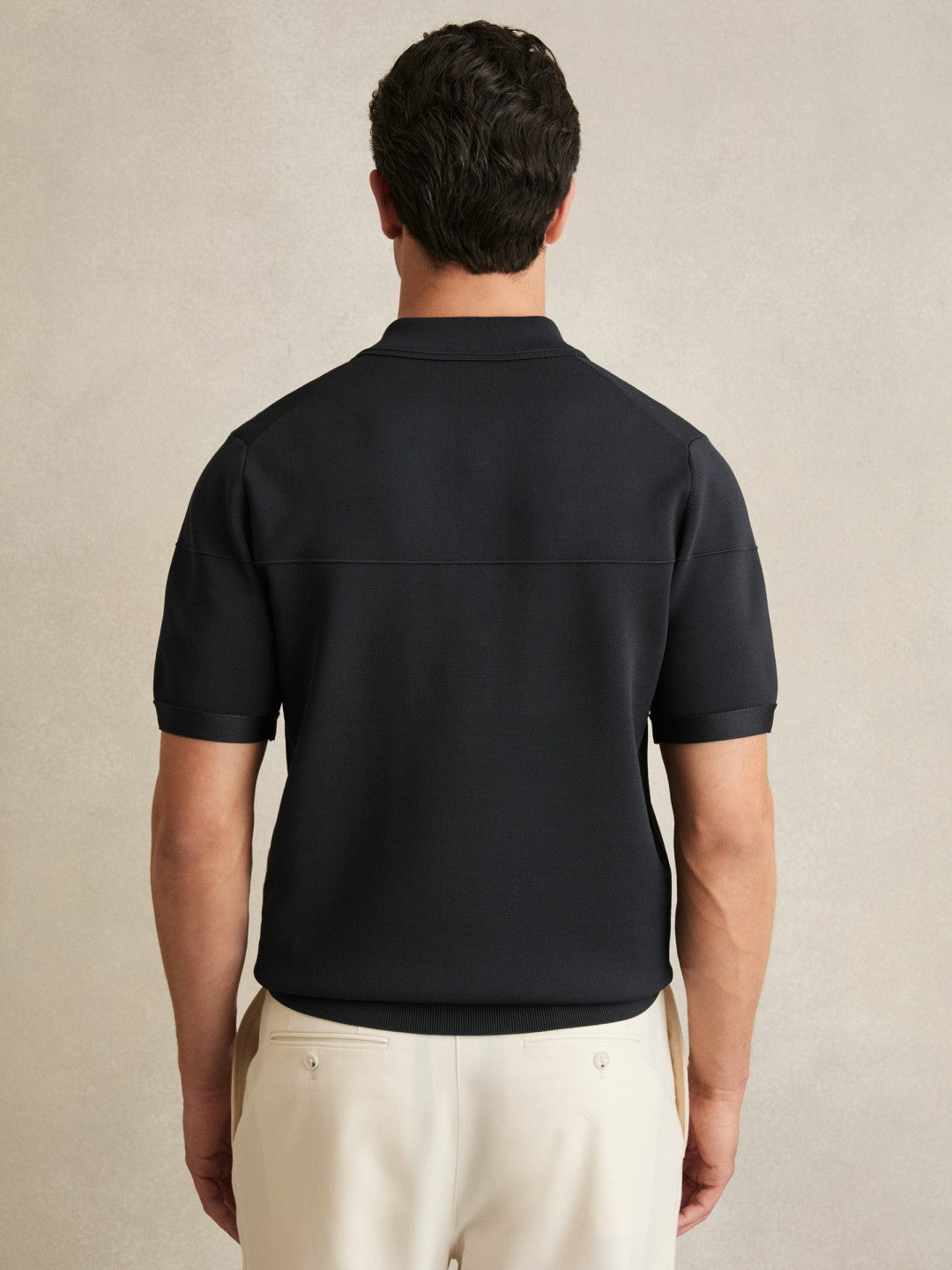 Press-Stud Seam-Detail Polo Shirt Navy | Mens