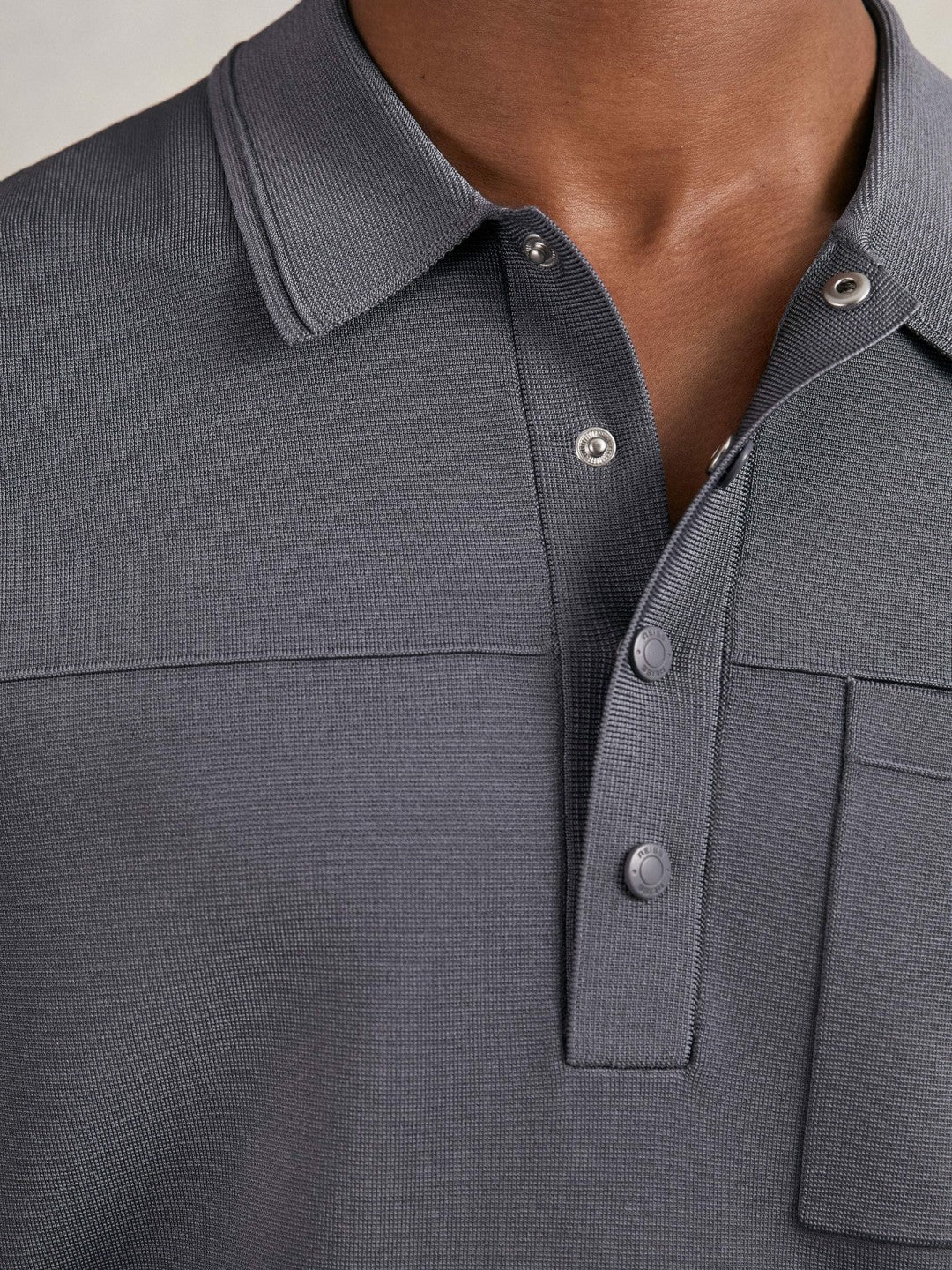 Press-Stud Seam-Detail Polo Shirt Airforce Blue | Mens
