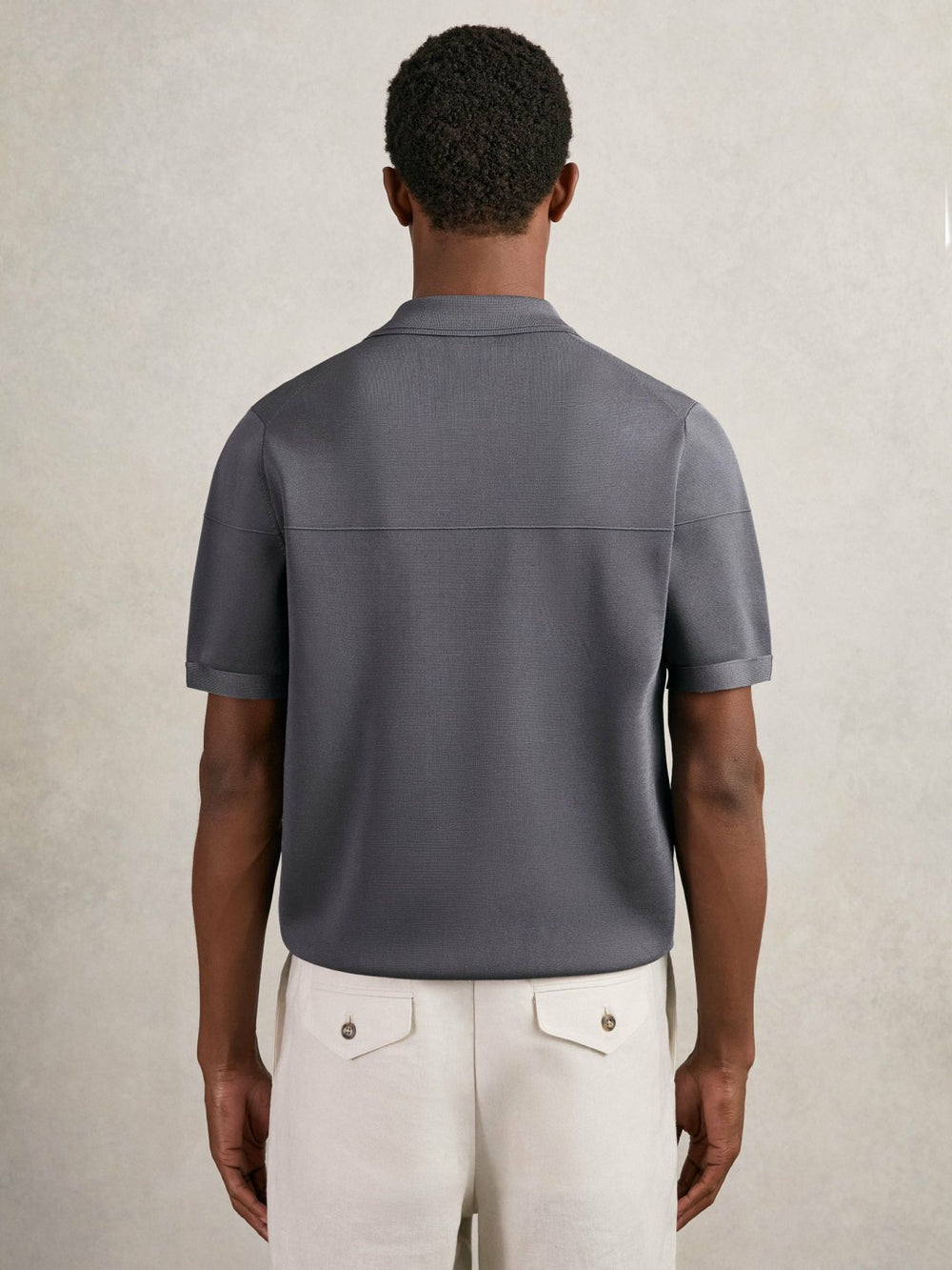 Press-Stud Seam-Detail Polo Shirt Airforce Blue | Mens