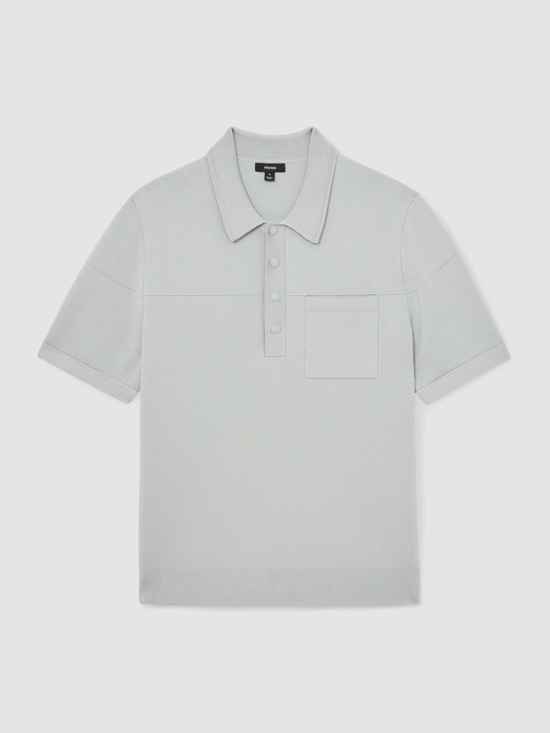 Press-Stud Seam-Detail Polo Shirt Ice Grey | Mens